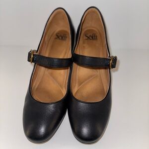 Sofft Black Leather Mary Jane Shoes